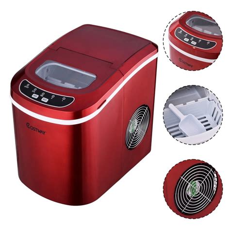 Goplus Red Portable Compact Electric Ice Maker Machine Mini Cube 26lb ...