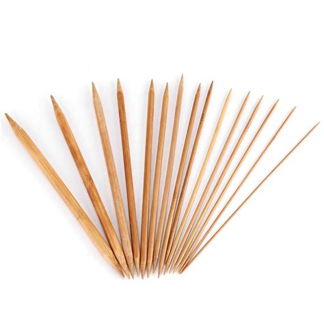 Domqga Bamboo Knitting Needles Smooth Double Pointed Set 15 Sizes from 2mm to 10mm, Knitting ...