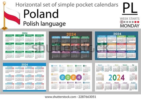 Polish Horizontal Set Pocket Calendar 2024 Stock Vector (Royalty Free ...