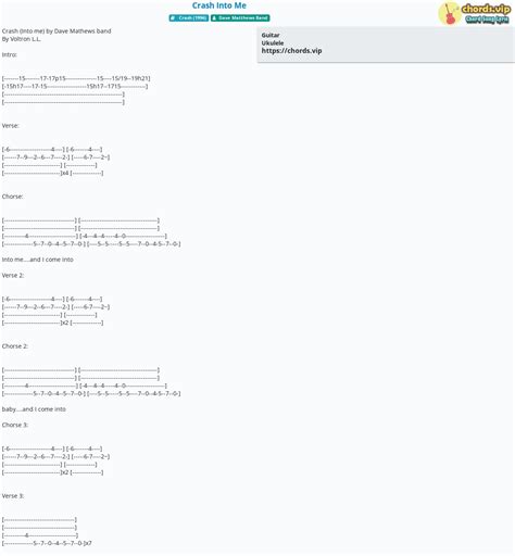 Chord: Crash Into Me - tab, song lyric, sheet, guitar, ukulele | chords.vip