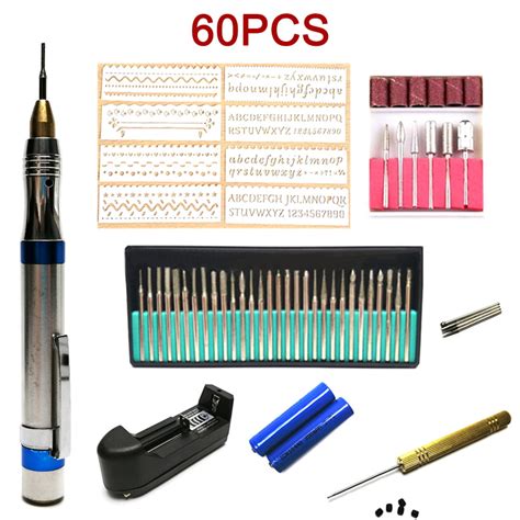 60pcs Engraving Tool Kit Multi-Functional Electric Micro Engraver Pen ...