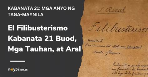 El Filibusterismo Kabanata 21 Buod, Mga Tauhan, Aral, atbp.