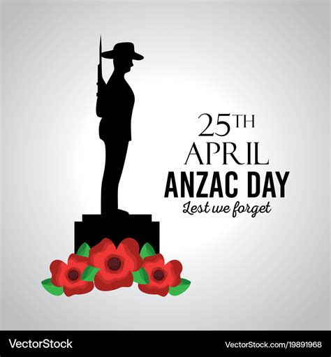 Anzac day lest we forget card memory celebration Vector Image