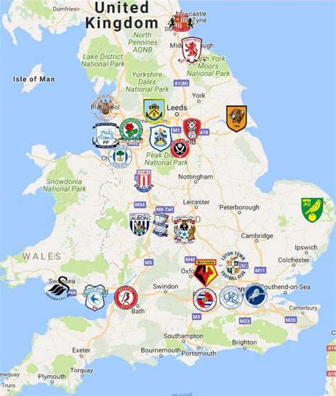 EFL Championship Map | Clubs | Logos - Sport League Maps