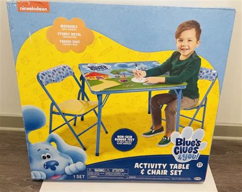 NICKELODEON BLUES CLUES Folding Children Table & 2 Kid Chairs Set w ...