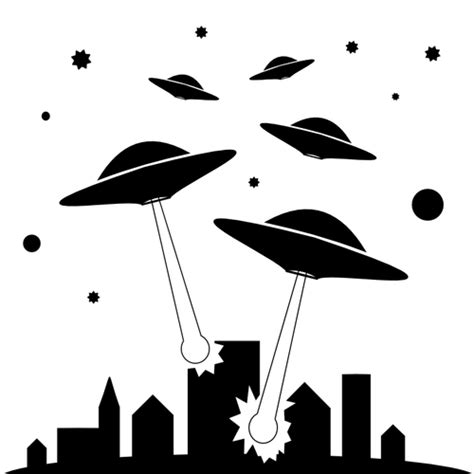 UFOs attack city vector illustration | Public domain vectors