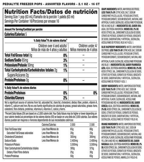 Pedialyte Nutrition Label - Nutrition Ftempo