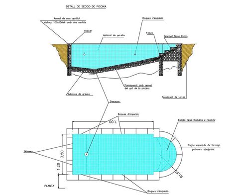 Swimming Pool Plan And Section Drawing DWG File - Cadbull