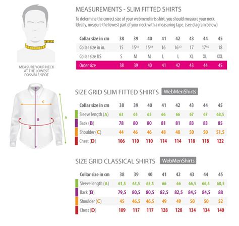 Choosing Your Shirt Size • webmenshirts, French specialist