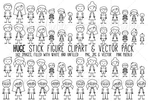 HUGE Pack of Stick Figure Clipart Clip Art Vectors Stick - Etsy