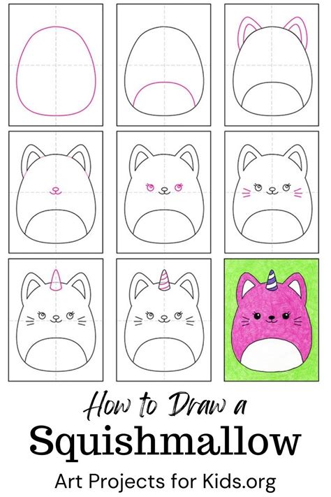 Easy How to Draw a Squishmallow Tutorial and Squishmallow Coloring Page | Kids drawing projects ...