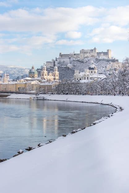 Premium Photo | Panorama of salzburg in winter snowy historical center ...