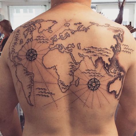 Unfinished! Vintage map tattoo boy Le Nou Tattoo | Map tattoos, World map tattoos, Sleeve tattoos