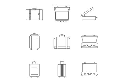 Travel Luggage Icon Set, Outline Style Graphic by anatolir56 · Creative ...