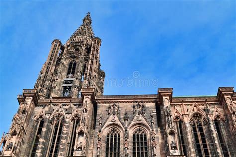 Tower of Famous Strasbourg Cathedral in France in Romanesque and Gothic ...