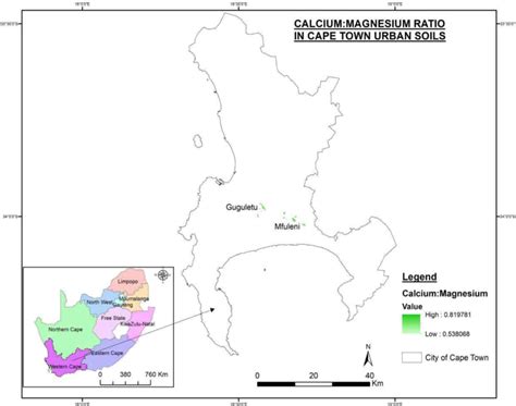 6: A map showing Ca: Mg Ratio in Cape Town Urban soils (Gugulethu ...