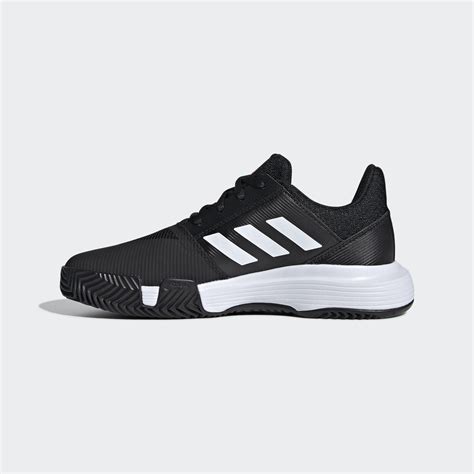 Adidas Kids CourtJam XJ Tennis Shoes - Black/White - Tennisnuts.com