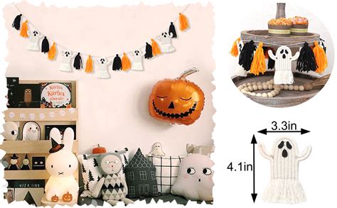 Amazon.com: Halloween Ghosts Garland - Macrame Halloween Decor ...