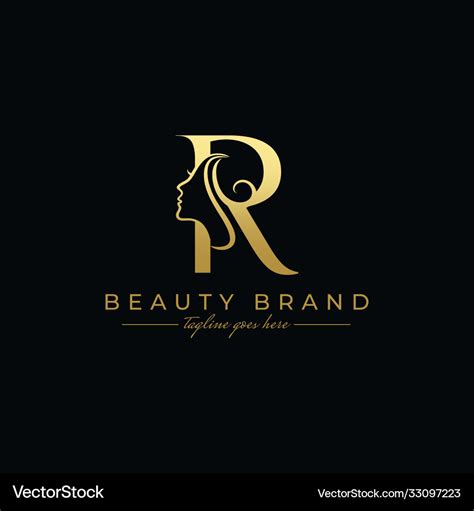 Letter r beauty face hair salon logo design Vector Image