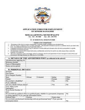 Mogalakwena Municipality Application Form: Complete with ease ...