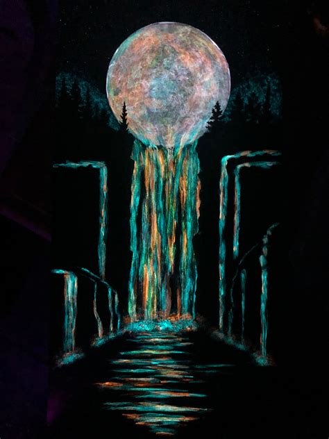 After Midnight - Glow In The Dark Painting - Glowing Art - Moon Melting ...