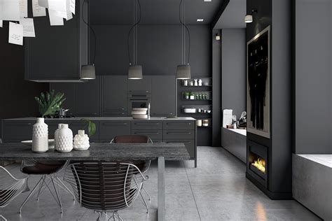 A Moody Monochromatic Kitchen - Yanko Design