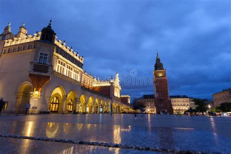 Cloth Hall Well Known As Sukiennice at Night. Krakow Poland. Stock ...