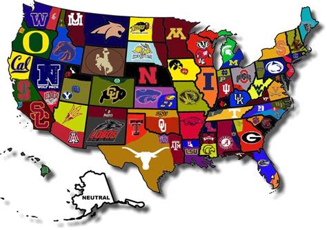 Map of College Football Teams in the United States