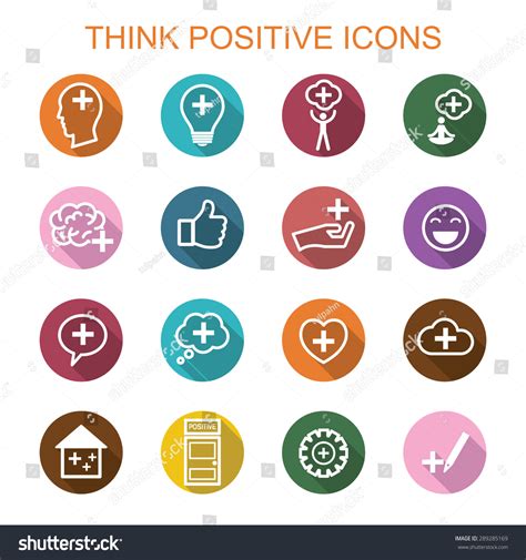 Think Positive Long Shadow Icons, Flat Vector Symbols - 289285169 ...