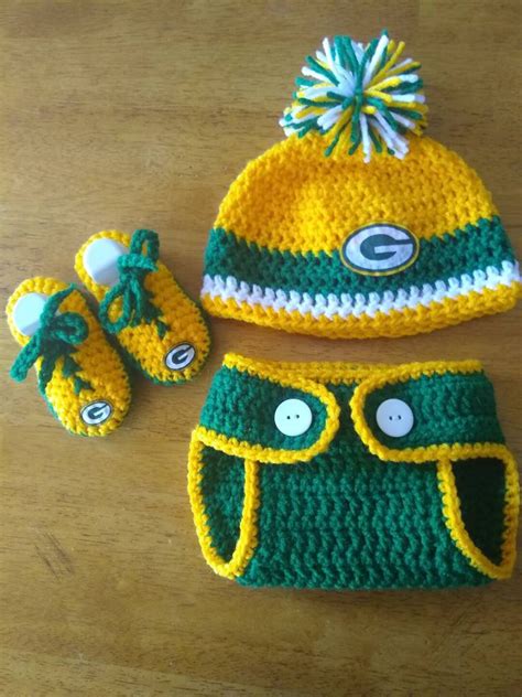 Green Bay Packers Baby Hat Diaper Cover and Booties Set - Etsy