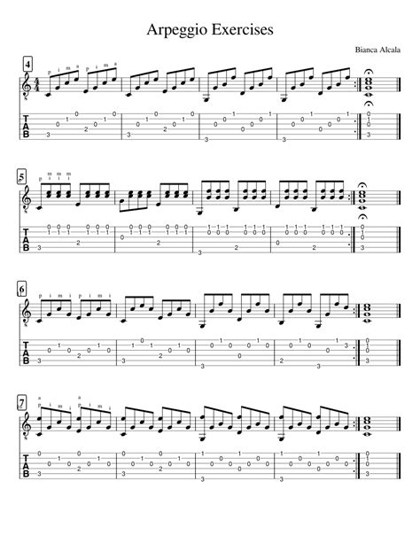 Arpeggio Exercises 4 7 Sheet music for Guitar (Solo) | Musescore.com