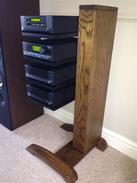 Solid oak hi-fi stand with cantilever shelves | Hifi furniture, Hifi stand, Stereo cabinet