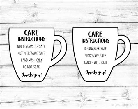 Mug Care Card Svg Mug Care Card For Instructions Svg Mug Cricut Files | Images and Photos finder