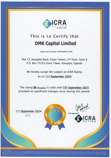 ICRA RATING assigns DMK Capital Limited national scale long-term issuer rating to BB; - ICRA