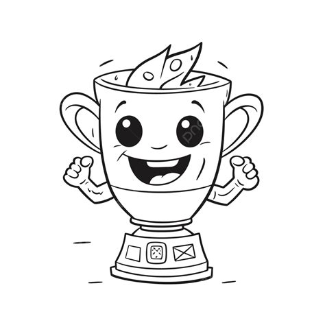 Cute Trophy Cup Color Page Outline Sketch Drawing Vector, Trophy ...