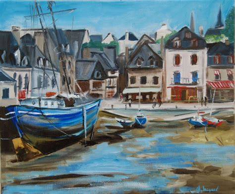 Christine Jacquel - Oil from a French fishing port, Painting, Oil on ...