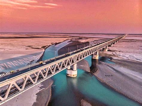 The longest rail-cum-road bridge - the 4.94 km long Bogibeel bridge across the mighty ...