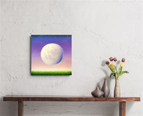 Full Moon Painting Purple Night Sky ORIGINAL Oil Painting - Etsy