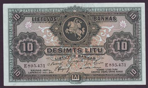 LITHUANIA currency 10 Litu, 1927.|World Banknotes & Coins Pictures ...