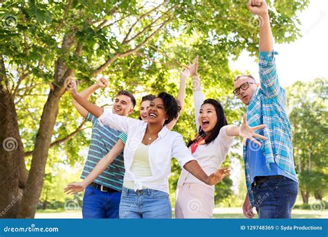 Group of Happy Smiling Friends Having Fun Outdoors Stock Image - Image ...