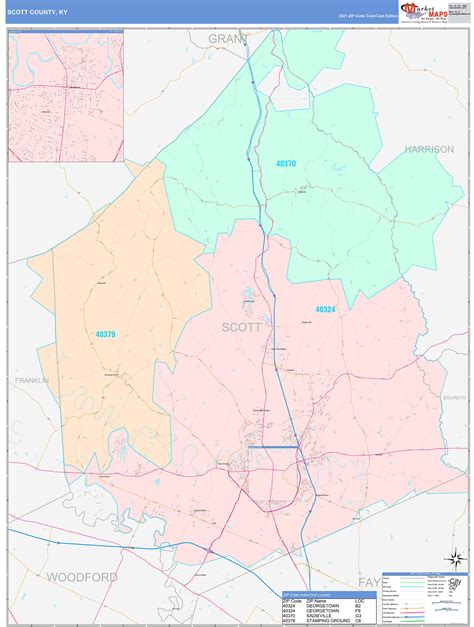 Scott County, KY Wall Map Color Cast Style by MarketMAPS - MapSales.com