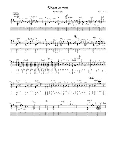 Close to You for Uke Sheet music for Ukulele (Solo) | Musescore.com