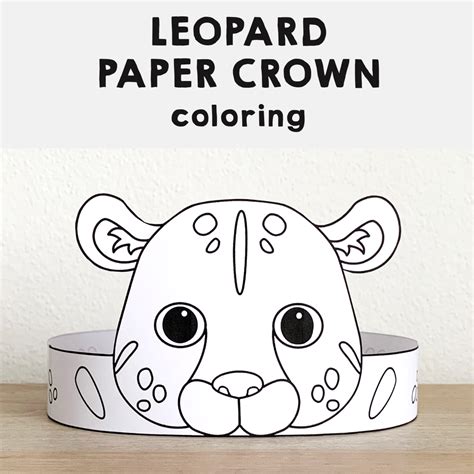 Leopard Paper Crown Jungle Animal Headband Printable Coloring Craft | Made By Teachers