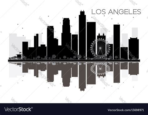 Los angeles city skyline black and white Vector Image