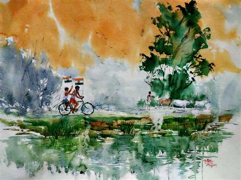 Independence day - Scenery Water Painting | World Art Community