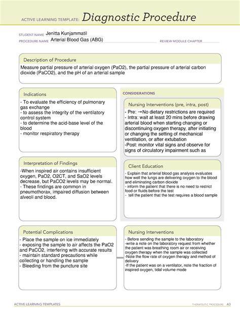 ABG - for the case study - ACTIVE LEARNING TEMPLATES THERAPEUTIC PROCEDURE A Diagnostic ...