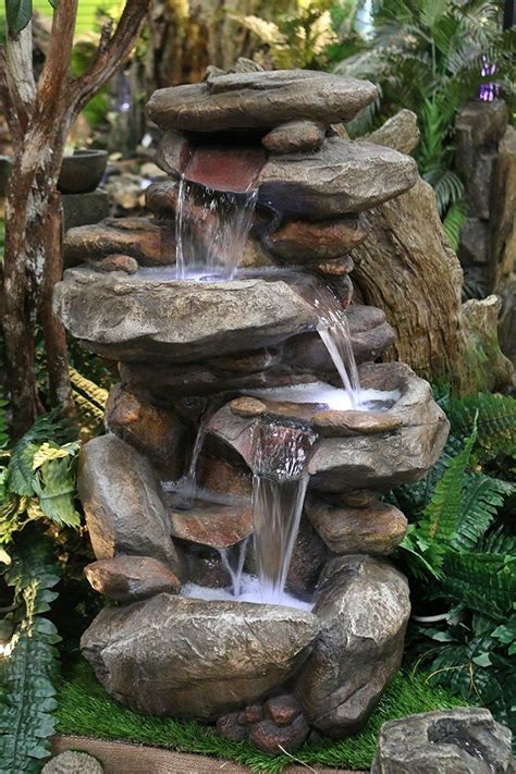 Floor Water Fountain Electric Pump Rock Garden Outdoor ... | Water ...