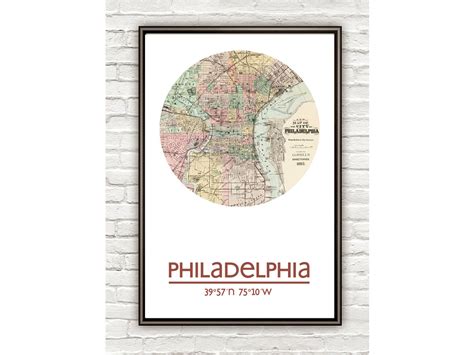 PHILADELPHIA (2) - city poster - city map poster print - VINTAGE MAPS ...