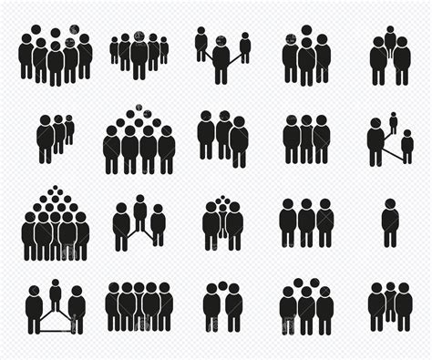 People Group, People Teamwork, People Stick Figure Group and Gathering Clip Arts Set Vector ...