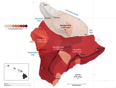 The Island of Hawaiʻi was mapped into 9 Zones meant to portray the future long-term hazard due ...